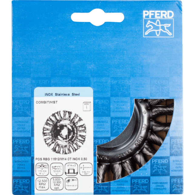 PFERD TOOLS Kolesové kefy POS RBG 11512/M14 CT INOX 0,50