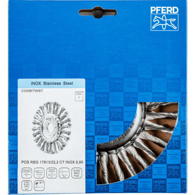 PFERD TOOLS Kolesové kefy POS RBG 17813/22,2 CT INOX 0,50
