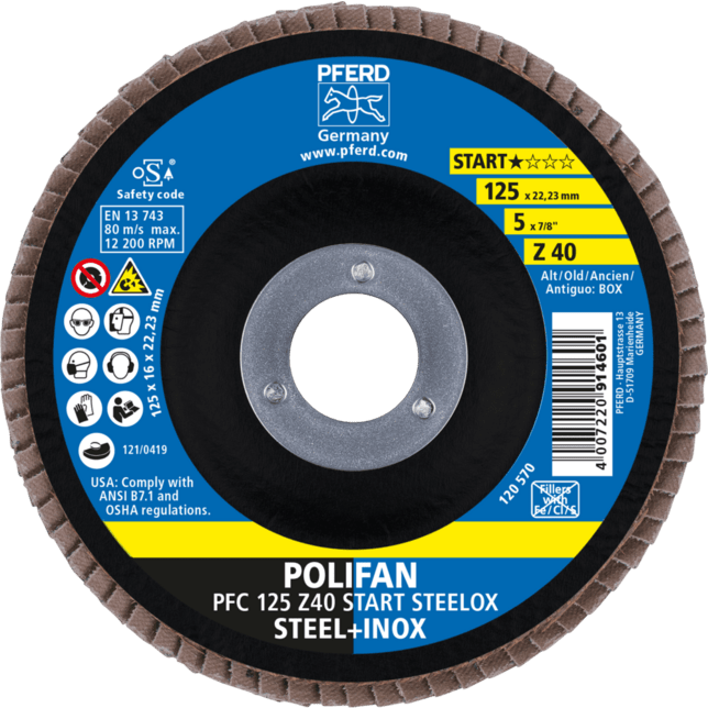 PFERD TOOLS POLIFAN-Disky s plochým okrajom PFC 125 Z 40 Z-START