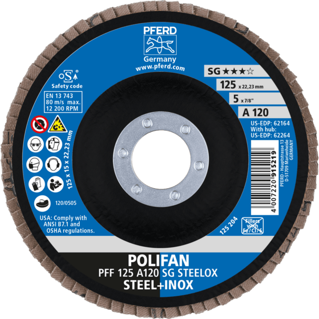 PFERD TOOLS POLIFAN-Flap disky PFF 125 A 120 PSF STEELOX