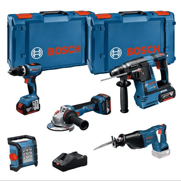BOSCH 18 V súprava 5 ks náradia: GSB + GBH + GWS + GSA + GLI + 3× GBA 18V 5.0Ah + GAL - 0615A5007S