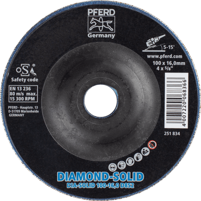 PFERD TOOLS dia.-CBN brúsenie. Elektrolyticky pokrytý CC-GRIND SOLID-DIAMOND 100-16.0 D 852