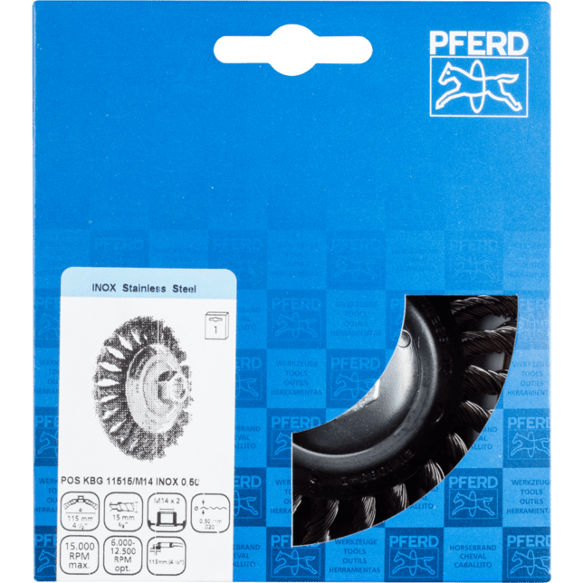 PFERD TOOLS Závitové fazetové kefy POS KBG 11515/M14 INOX 0,50