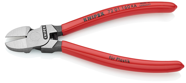 KNIPEX 72 01 160 KA Bočné cvikacie kliešte na plast okrúhla hlava poplastované 160 mm