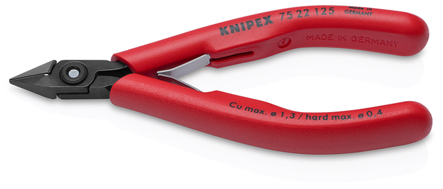 KNIPEX 75 22 125 bočné cvikacie kliešte pre elektroniku s plastovými úchopovými zónami leštené 125 m