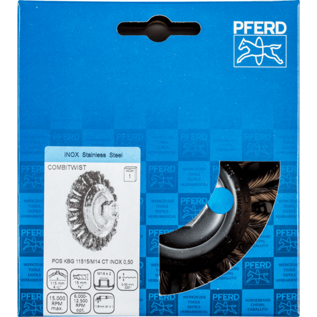 PFERD TOOLS Závitové fazetové kefy POS KBG 11515/M14 CT INOX 0,50
