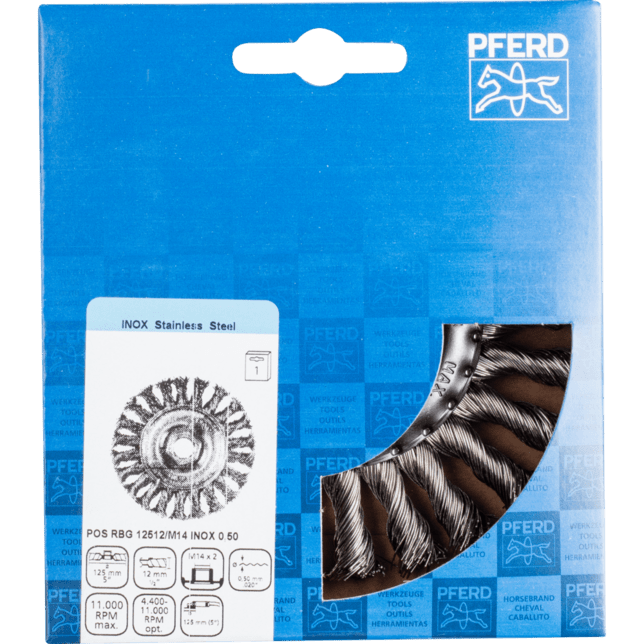 PFERD TOOLS Kolesové kefy POS RBG 12512/M14 INOX 0,50