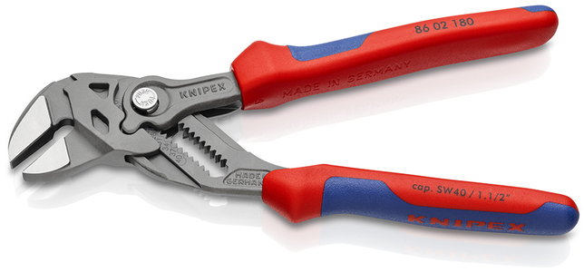 KNIPEX 86 02 180 SB Kliešťové kľúče Kliešte a kľúč v jednom náradí s multi-komponentnými úchopmi šed