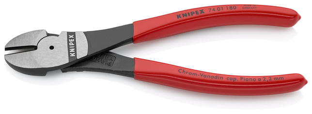 KNIPEX 74 01 180 SB Bočné cvikacie kliešte s veľkou pákovou silou poplastované čierne atramentované 
