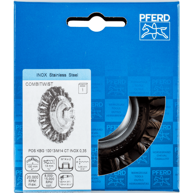 PFERD TOOLS Závitové fazetové kefy POS KBG 10013/M14 CT INOX 0,35
