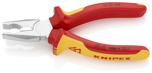 KNIPEX 03 06 160 SB Kombinované kliešte izolované s multi-komponentnými rukoväťami, VDE testované po
