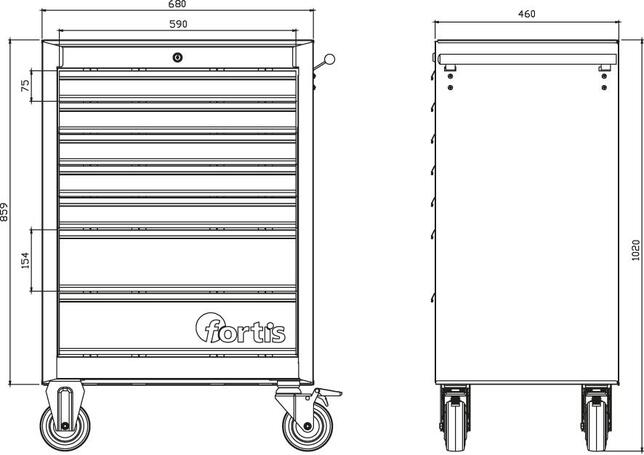 FORTIS Vozík dielenský 760x460x1000mm Fortis