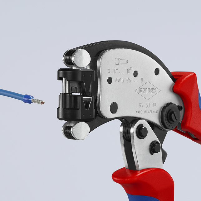 KNIPEX 97 53 19 SB Twistor T Automatické lisovacie kliešte pre dutinky s otočnou nástavcovou hlavou 