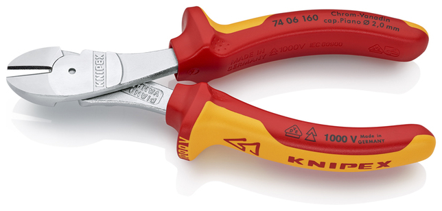 KNIPEX 74 06 160 SB Bočné cvikacie kliešte s veľkou pákovou silou izolované s multi-komponentnými ru