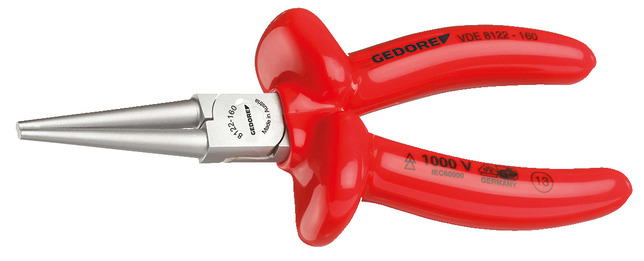 GEDORE VDE 8122-160 Okrúhle kliešte VDE s ponorenou izoláciou 160 mm