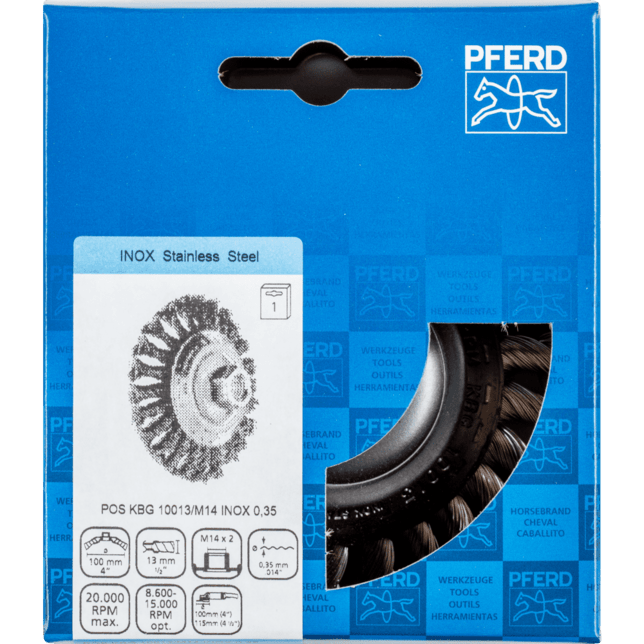 PFERD TOOLS Závitové fazetové kefy POS KBG 10013/M14 INOX 0,35