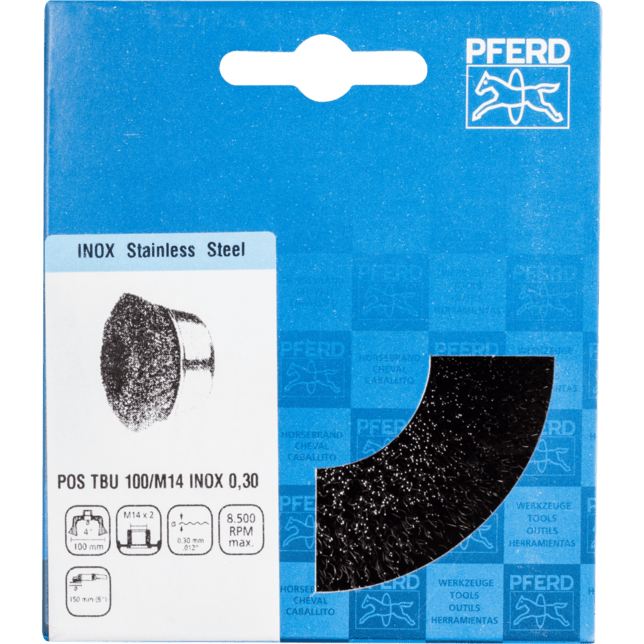 PFERD TOOLS závitové pohárové kefy POS TBU 100/M14 INOX 0,30