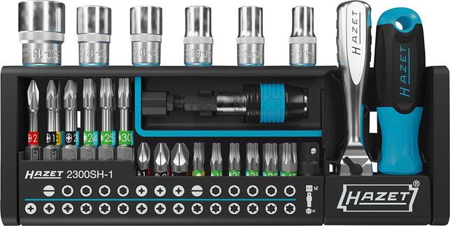 Sada hlavíc a bitov 1/4" s račňou 60Z L90mm 29diel 2300SH-1 HAZET