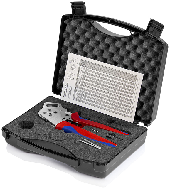 KNIPEX 97 52 65 DG Štvortŕňové lisovacie kliešte pre sústružené kontakty s multi-komponentnými úchop