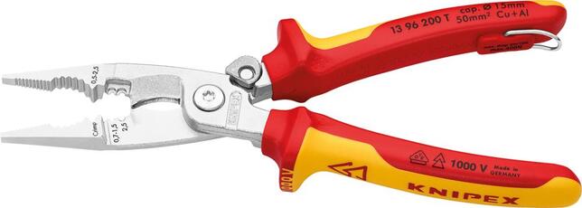 KNIPEX Kliešte elektroinštalačné 200mm multifunkčné Cr VDE / 1396200T Knipex