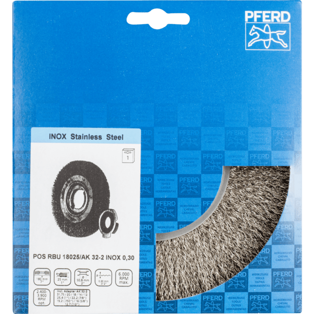 PFERD TOOLS Kolesové kefy POS RBU 18025/AK32-2 INOX 0,30