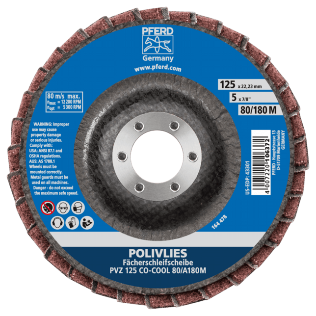 PFERD TOOLS Fleece vrstvené (netkané) náradie PVZ 125 CO-COOL 80 / A 180 M