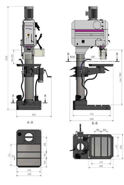OPTIMUM Stĺpová prevodová vŕtačka OPTIdrill DH 55 G