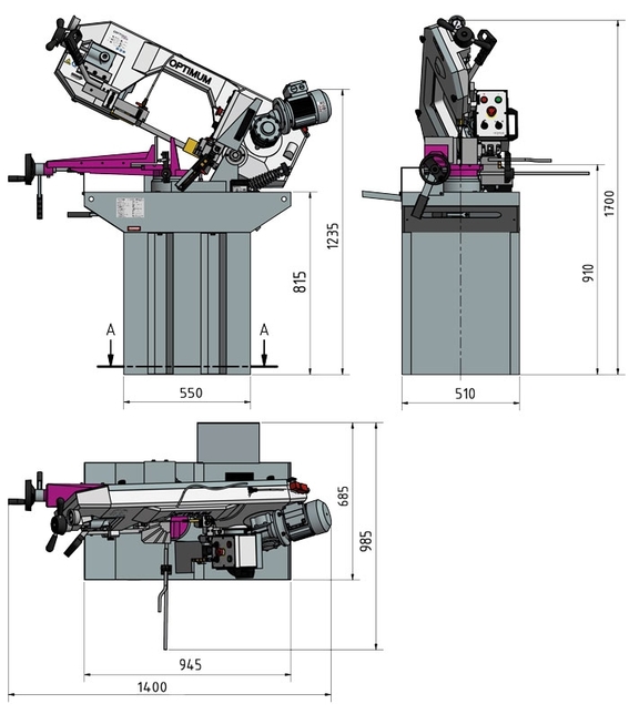 OPTIMUM Pásová píla na kov OPTIsaw S 275 N