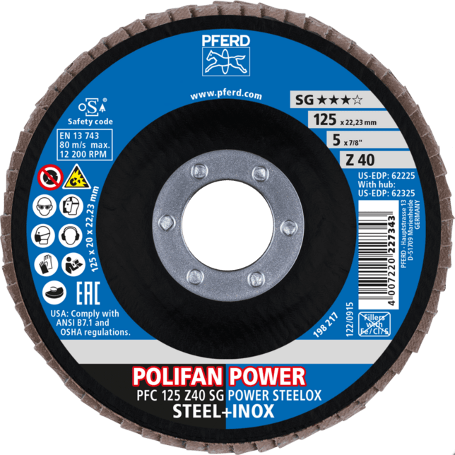 PFERD TOOLS POLIFAN-Disky s plochým okrajom PFC 125 Z40 SG POWER STEELOX (2)