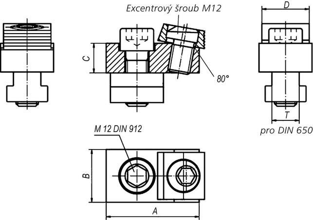 Úpinka excentrická vektorová pre T-drážku 16 s drapákom MITEE BITE