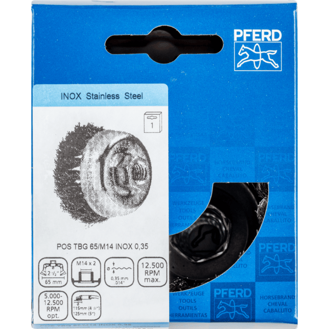 PFERD TOOLS Návitové pohárové kefy POS TBG 65/M14 INOX 0,35