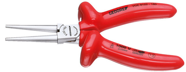 GEDORE VDE 8122-160 Okrúhle kliešte VDE s ponorenou izoláciou 160 mm
