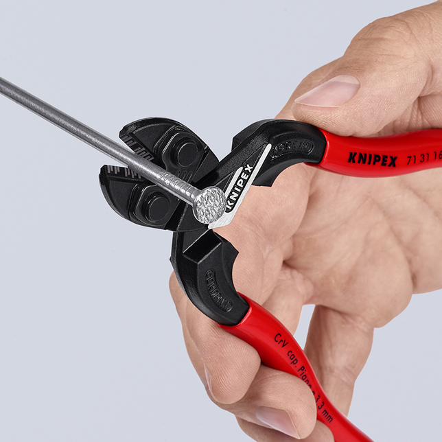 KNIPEX 71 31 160 SB CoBolt® S Kompaktné cvikacie kliešte s výklenkom v reznej hrane poplastované čie