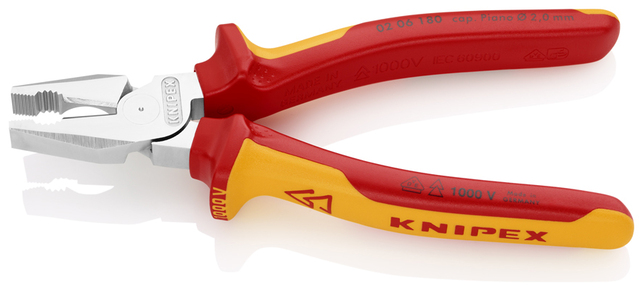 KNIPEX 02 06 180 SB Kombinované kliešte s veľkou pákovou silou izolované s multi-komponentnými rukov