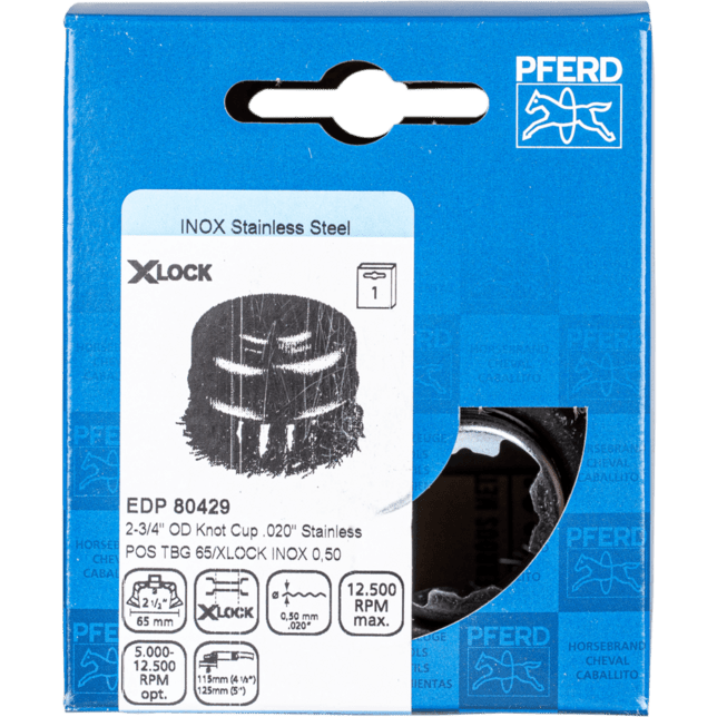 PFERD TOOLS závitové pohárové kefy POS TBG 65/X-LOCK INOX 0,50