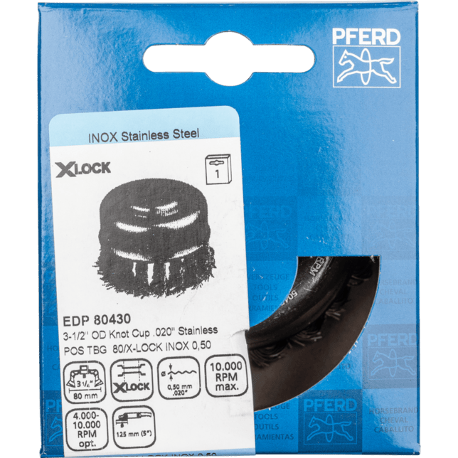 PFERD TOOLS závitové pohárové kefy POS TBG 80/X-LOCK INOX 0,50