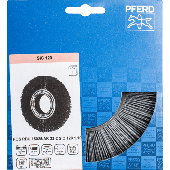 PFERD TOOLS Kolesové kefy POS RBU 15025/AK32-2 SiC 120 1,10