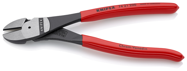 KNIPEX 74 21 200 SB Bočné cvikacie kliešte s veľkou pákovou silou poplastované čierne atramentované 
