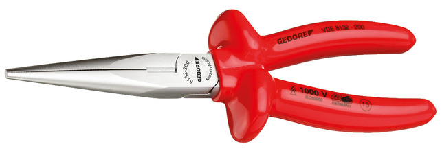 GEDORE VDE 8132-160 Ploché okrúhle kliešte VDE s ponornou izoláciou 160 mm