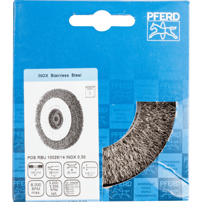 PFERD TOOLS Kolesové kefy POS RBU 10028/14,0 INOX 0,30