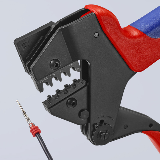 KNIPEX 97 43 200 Systémové lisovacie kliešte pre vymeniteľné lisovacie čeluste s multi-komponentnými