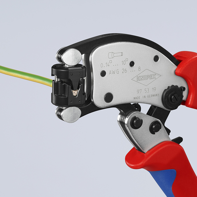 KNIPEX 97 53 19 SB Twistor T Automatické lisovacie kliešte pre dutinky s otočnou nástavcovou hlavou 