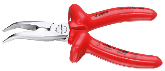 GEDORE VDE 8132 AB-160 Ploské okrúhle kliešte VDE s ponornou izoláciou 160 mm