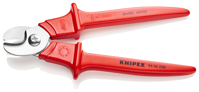 KNIPEX 95 06 230 SB Nožnice na káble rukoväte poplastované plastovo izolované, VDE testované 230 mm