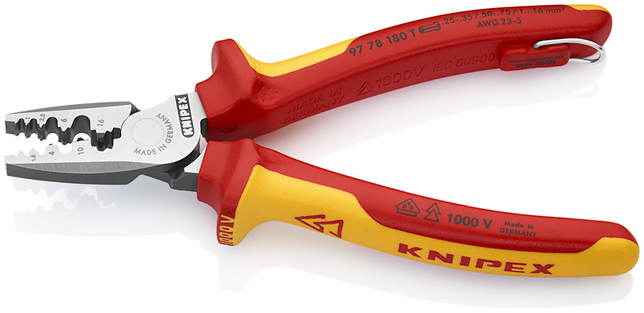 KNIPEX 97 78 180 T BK Lisovacie kliešte pre dutinky izolované s multi-komponentnými úchopmi, VDE tes