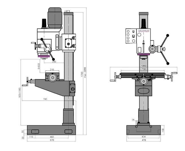 OPTIMUM Stĺpová prevodová vŕtačka OPTIdrill DH 40 CT