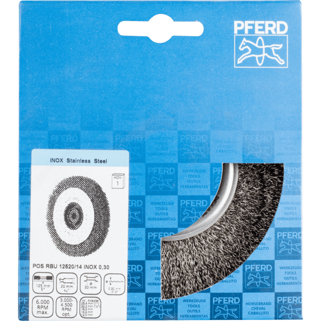 PFERD TOOLS Kolesové kefy POS RBU 12520/14,0 INOX 0,30