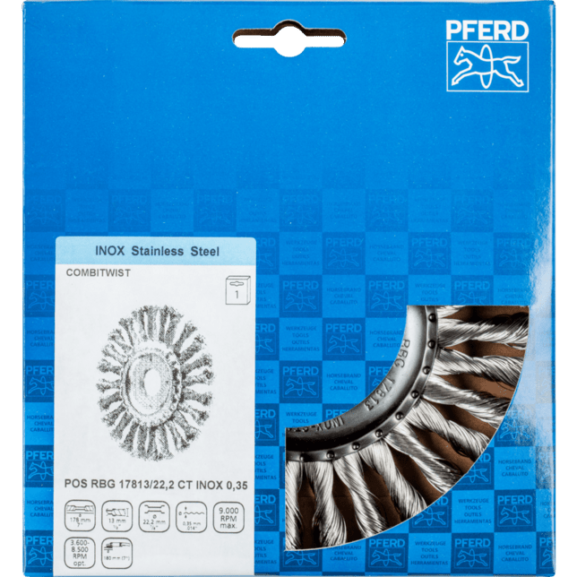 PFERD TOOLS Kolesové kefy POS RBG 17813/22,2 CT INOX 0,35