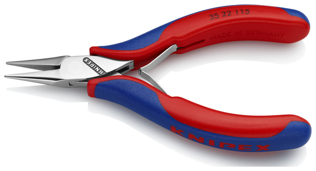 KNIPEX 35 22 115 SB kliešte pre elektroniku s prevlečným kĺbom s multi-komponentnými úchopmi 115 mm