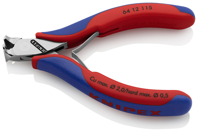 KNIPEX 64 12 115 Čelné cvikacie kliešte pre elektroniku s multi-komponentnými úchopmi 115 mm
